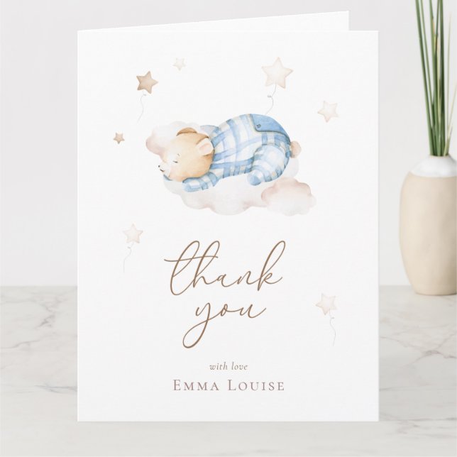 Vi kan bota vänta Nalle på Cloud Baby Shower Tack Kort (Framsida)