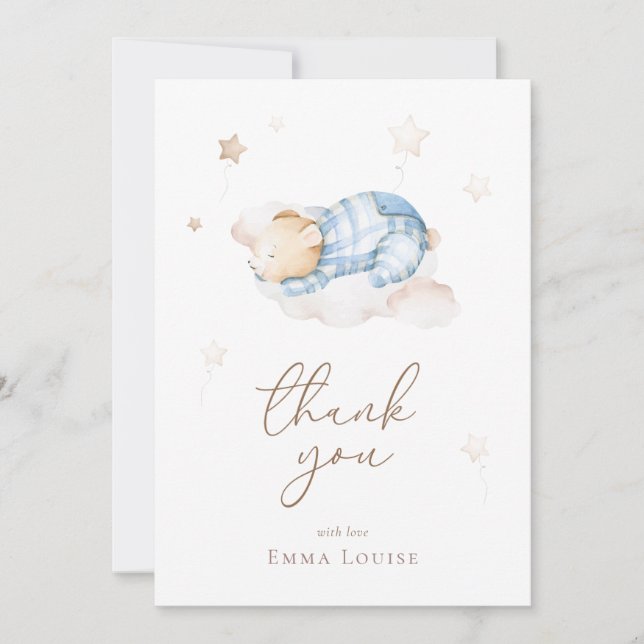 Vi kan bota vänta Nalle på Cloud Baby Shower Tack Kort (Framsida)
