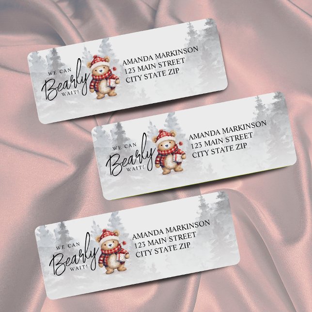 Vi kan bota vänta på babydusch returadress etikett (Skapare uppladdad)
