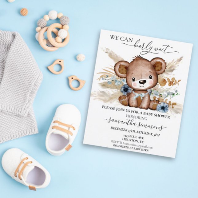 Vi kan bota vänta på babyskor Bear Boho Blue (Skapare uppladdad)