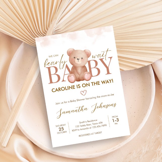 Vi kan bota vänta på babyskor inbjudningar (Teddy Bear Baby Shower Invitation)