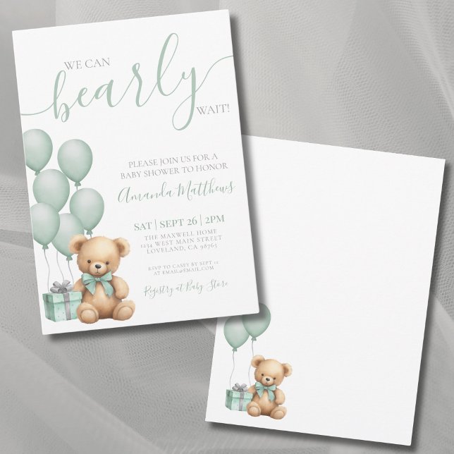 Vi kan bota vänta på babyskor inbjudningar (We Can Bearly Wait Bear Baby Shower Invitation)