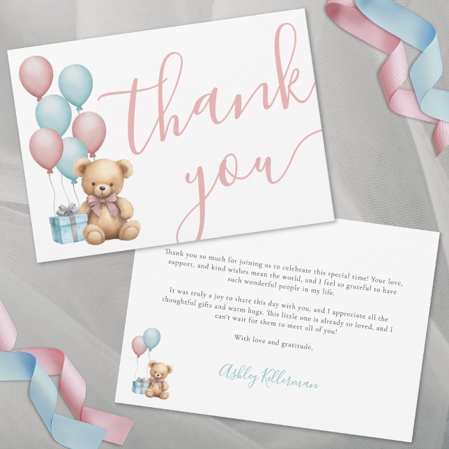 Vi kan bota vänta på babyskor tack kort (We Can Bearly Wait Bear Baby Shower Thank You Card)