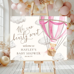 Vi kan bota vänta på Rosa Baby Shower Välkommen Poster