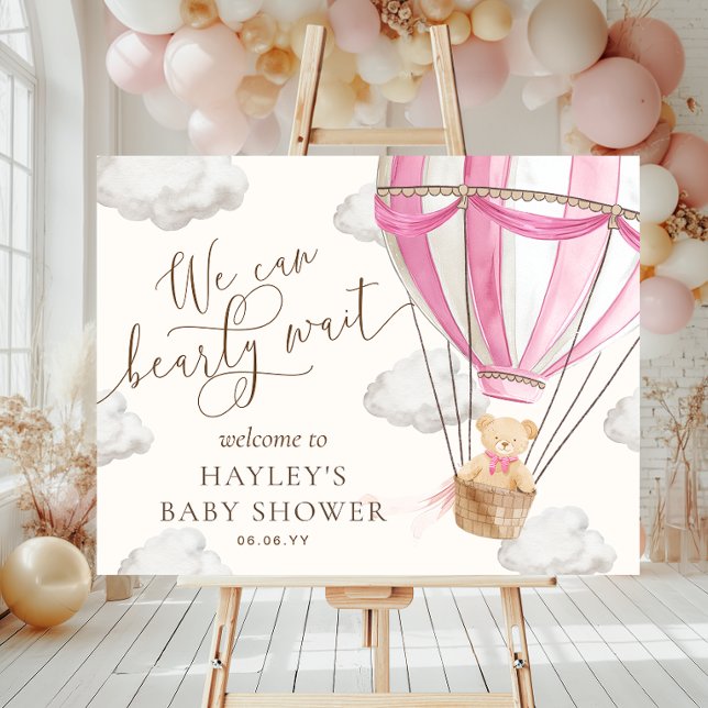Vi kan bota vänta på Rosa Baby Shower Välkommen Poster (Skapare uppladdad)