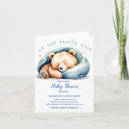 Vi kan bota vänta på söt Nalle Baby Shower Inv. Inbjudan