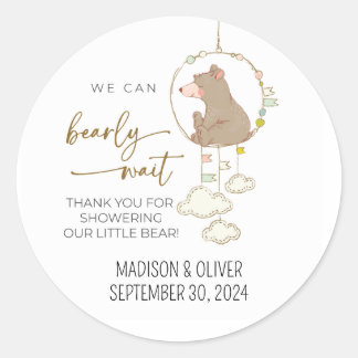 Vi kan bota vänta på Tack för babyskor Runt Klistermärke