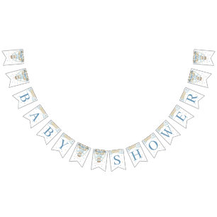 Vi kan bota vänta på Twin Boy-babydusch Vimplar