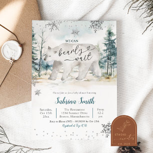 Vi kan bota vänta Polar Bear Baby Shower Inbjudningar