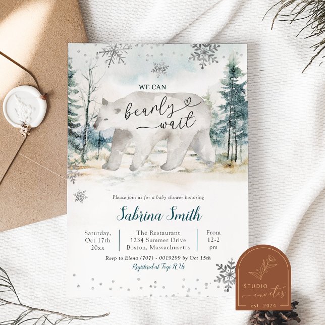 Vi kan bota vänta Polar Bear Baby Shower Inbjudningar (Skapare uppladdad)