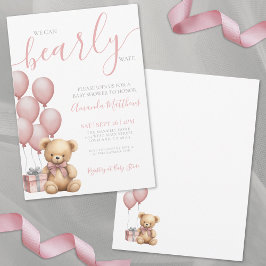 Vi kan bota vänta Rosa Bear Baby Shower Inbjudningar