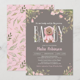 Vi kan bota vänta Rosa Nalle Baby Shower Inbjudningar