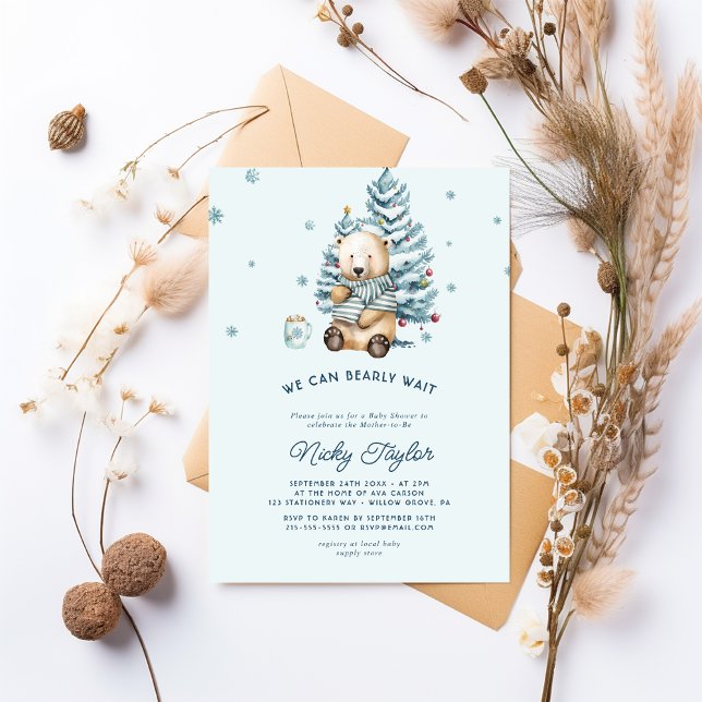 Vi kan bota vänta Snö Bear Baby Shower Inbjudningar (Skapare uppladdad)