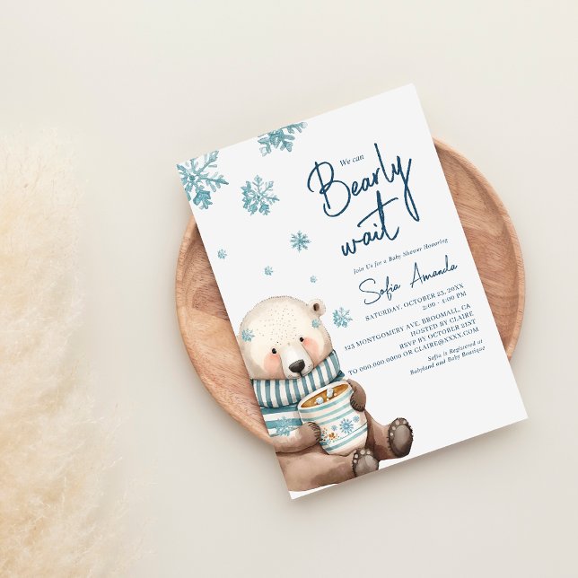 Vi kan bota vänta Snö Bear Baby Shower Inbjudningar (Skapare uppladdad)