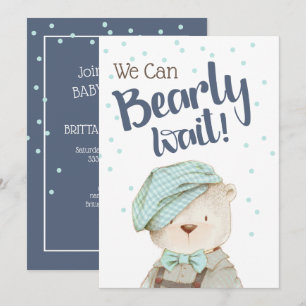 Vi kan bota vänta tills Woodland Bear Baby Shower Inbjudningar