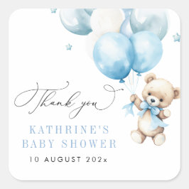 Vi kan bota väntan på Blue Baby Shower Fyrkantigt Klistermärke