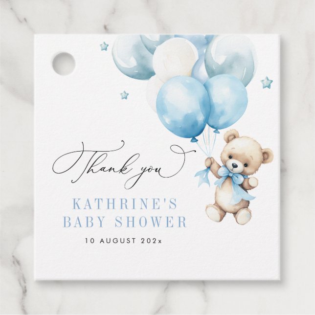 Vi kan bota väntan på Blue Baby Shower Gåvor Etiketter (Framsida)