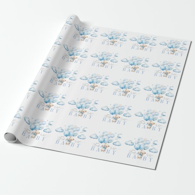 Vi kan bota väntan på Blue Baby Shower Presentpapper (Utrullad)