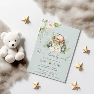 Vi kan bota väntan på Nalle babyvisning Inbjudningar