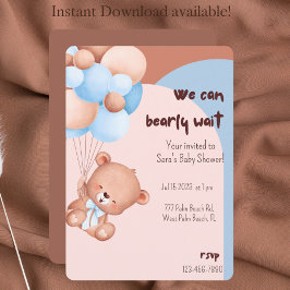 Vi kan botidigt vänta Boho Baby Shower-inbjudan Inbjudningar