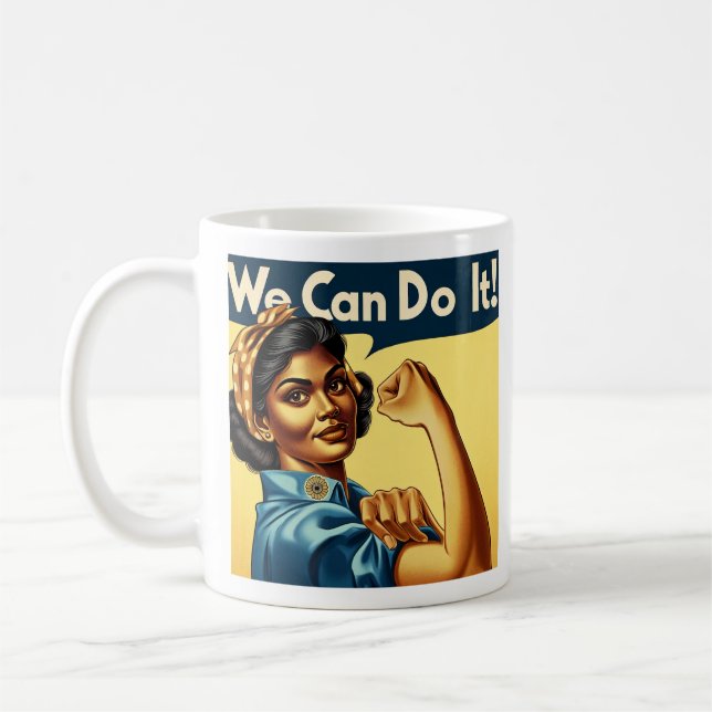 Vi kan göra det - indianska Rosie Riveter Kaffemugg (Vänster)