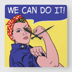 Vi kan göra det! Rosie of the Riveter Pop Art Remi Fyrkantig Klocka