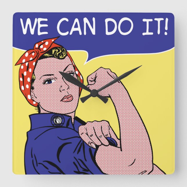 Vi kan göra det! Rosie of the Riveter Pop Art Remi Fyrkantig Klocka (Framsida)