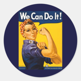 Vi kan göra det! Rosie of the Riveter Vintage WW2 Runt Klistermärke
