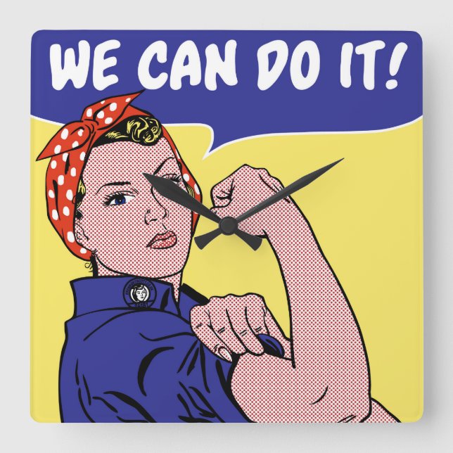 Vi kan göra det! Rosie, Riveter Remix pop Art Fyrkantig Klocka (Framsida)