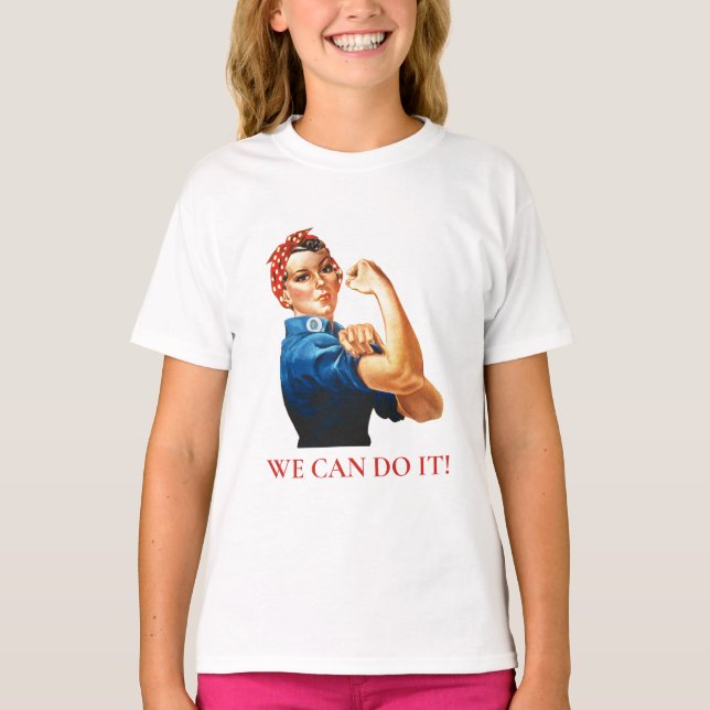 Vi kan göra det Rosie Riveter Women Power WWII T Shirt (Framsida)