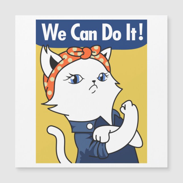 Vi kan göra det! White Cat Rosie Riveter (Framsida)