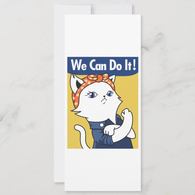 Vi kan göra det! White Cat Rosie Riveter (Framsida)