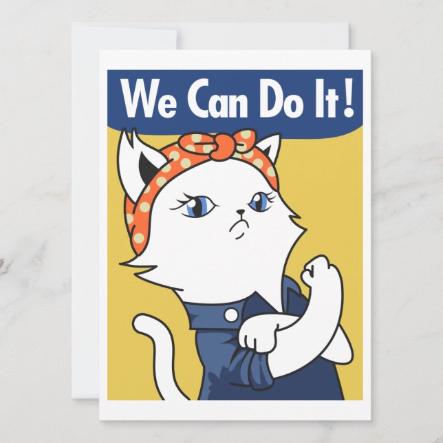 Vi kan göra det! White Cat Rosie Riveter (Framsida)