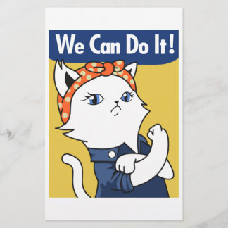 Vi kan göra det! White Cat Rosie Riveter Brevpapper