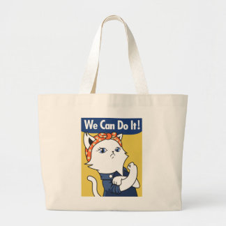 Vi kan göra det! White Cat Rosie Riveter Jumbo Tygkasse