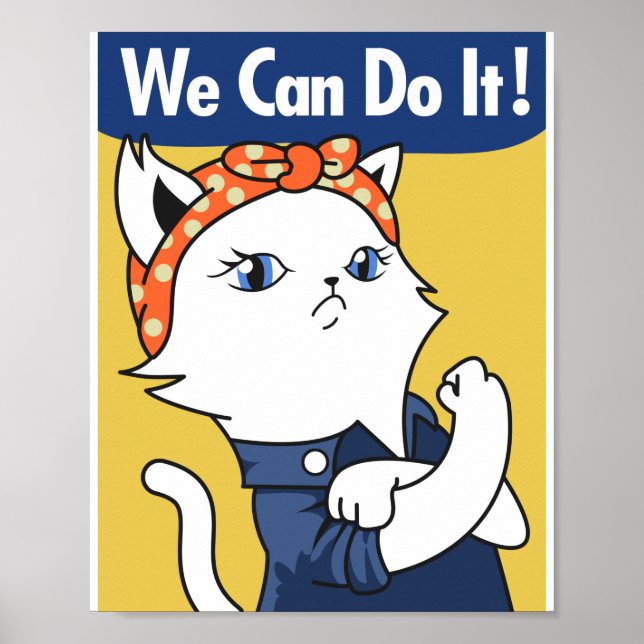Vi kan göra det! White Cat Rosie, Riveter Poster (Framsidan)