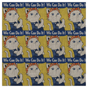 Vi kan göra det! White Cat Rosie Riveter Tyg