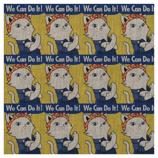 Vi kan göra det! White Cat Rosie Riveter Tyg (Provkarta)