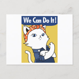 Vi kan göra det! White Cat Rosie Riveter Vykort