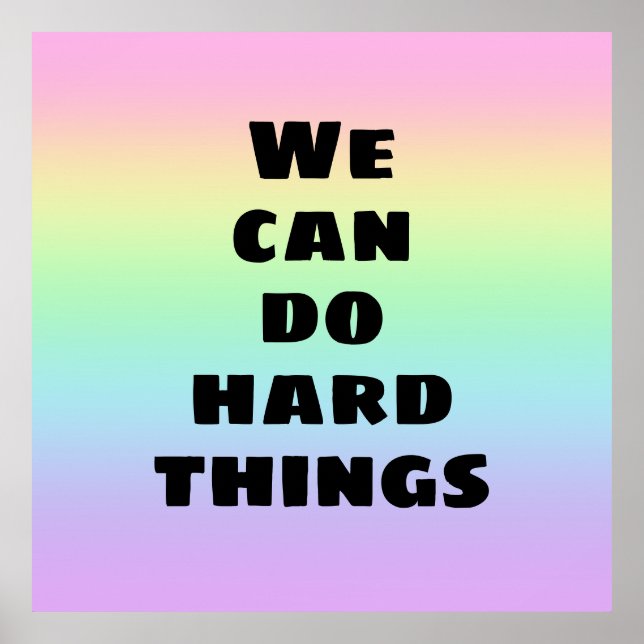 Vi kan göra hårt Sak Pastel Rainbow Poster (Framsidan)