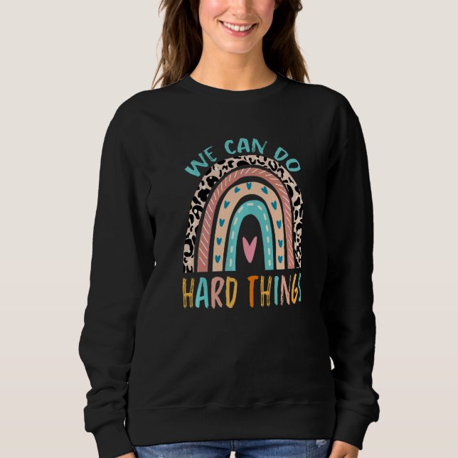 Vi Kan Göra Svåra Saker Lärare Leopard Regnbåge Ba T Shirt (Framsida)