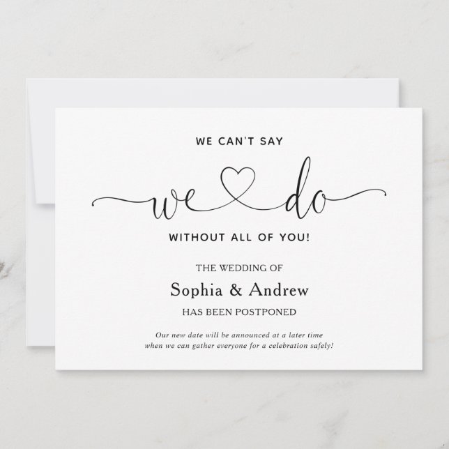 Vi Kan Inte Säga Att Vi Gör Bröllopet Uppskjuten A Inbjudningar (Framsida)