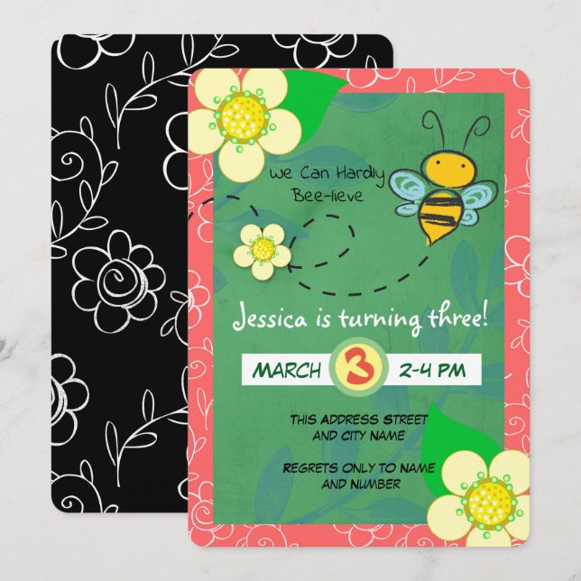 Vi kan knappast leva i bifödelsedag inbjudningar (Fram/baksida)