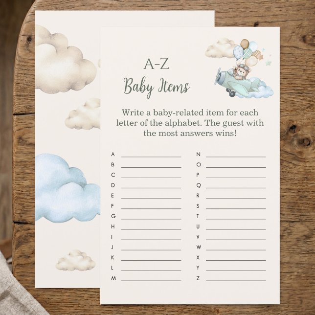 Vi Kan Knappast Vänta AZ Alfabetet Bebisdusj Spele (A to Z Baby Items Game Bearly Wait Airplane Boy)