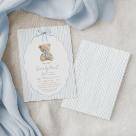 Vi Kan Knappast Vänta Baby Shower Pojke Blå Ränder Inbjudningar