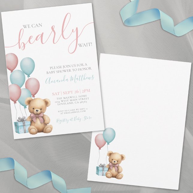 Vi Kan Knappast Vänta Babyfirande Inbjudningar (We Can Bearly Wait Baby Shower Invitation)
