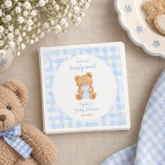 Vi Kan Knappast Vänta Björn Pojke Bebis Shower Pappersservett