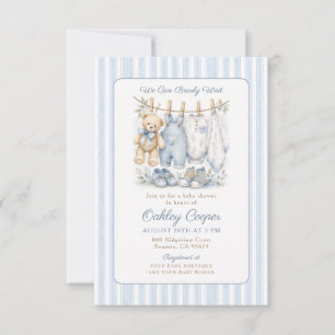 Vi Kan Knappast Vänta Blå Bebis Babyshower Inbjudningar