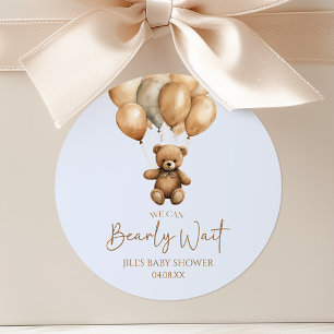 Vi Kan Knappast Vänta Boho Teddybjörn Bebis Shower Runt Klistermärke