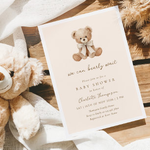 Vi Kan Knappast Vänta Brun Bebis Baby Shower Inbjudningar